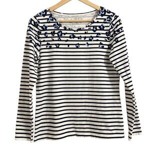 Talbots Tee Women's Size Medium Animal Stripe Long Sleeve T-Shirt Stretch
